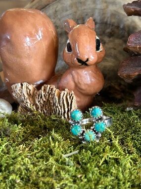 925 Sterling special little turquoise naja ring